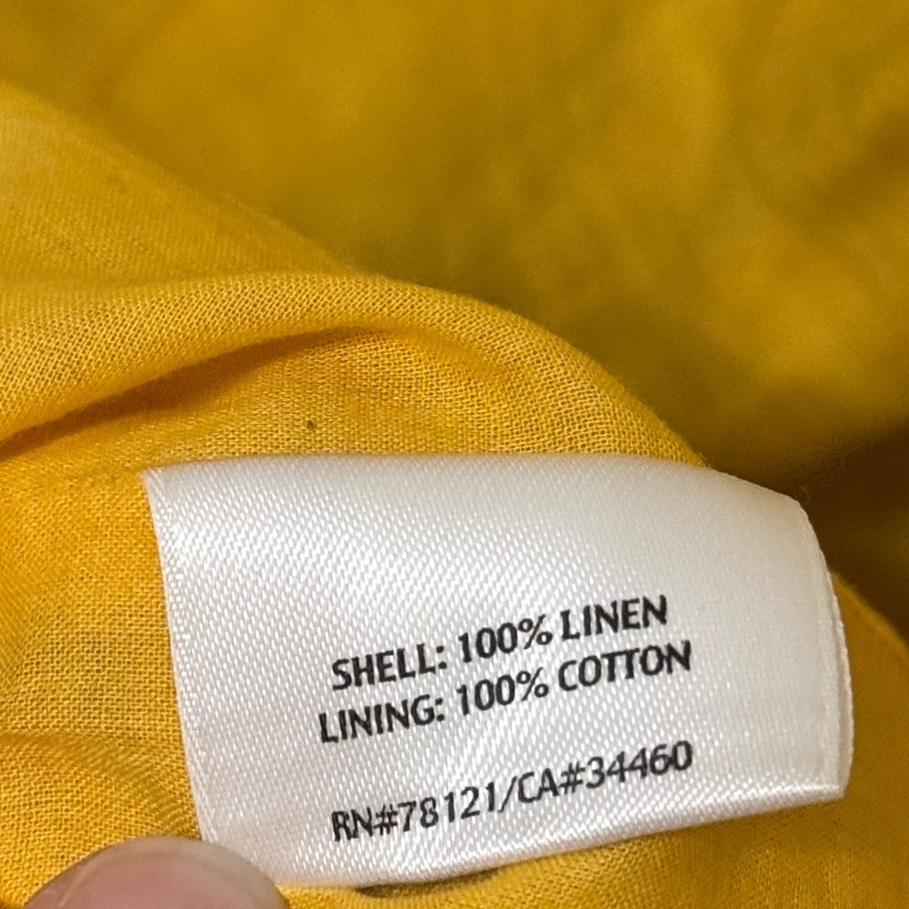 Eileen Fisher Linen Midi Dress Size Large Petite Marigold Yellow Sleeveless - Picture 7 of 7